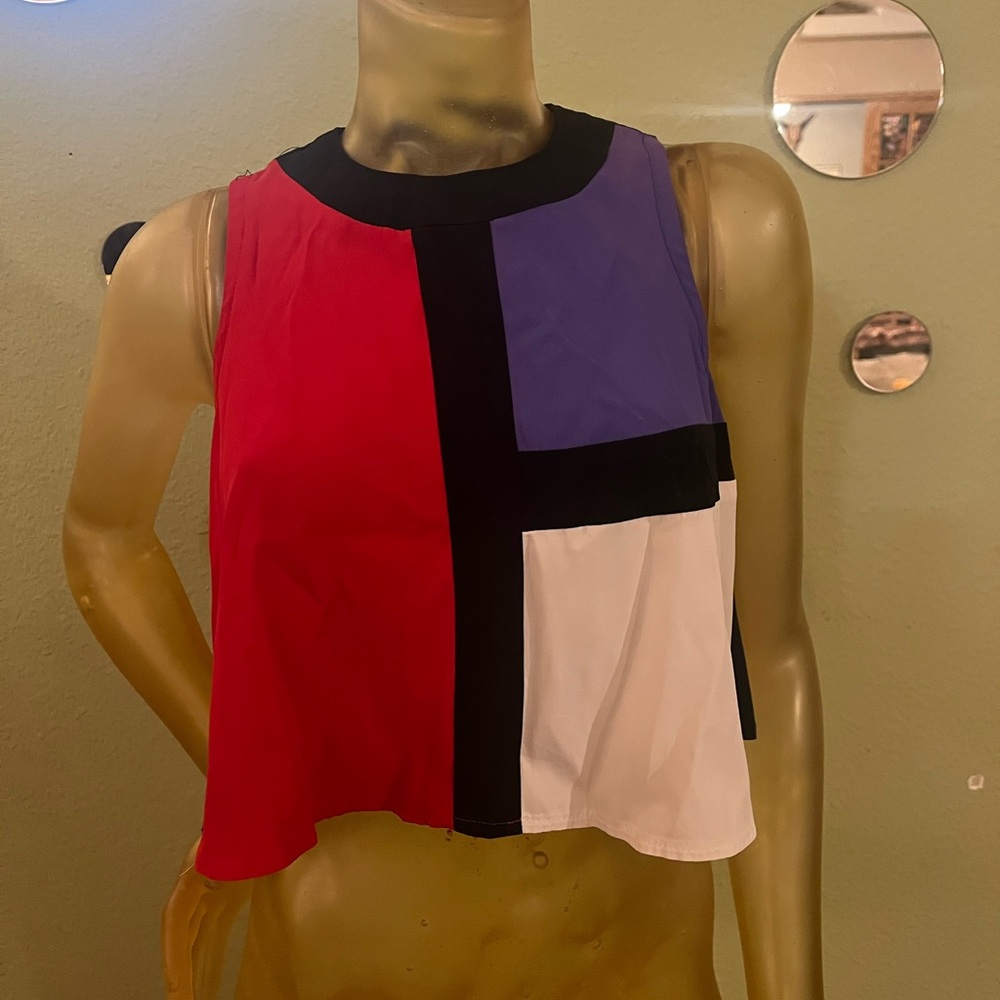 Vintage Early 90’s Color Block Sleeveless Crop Top